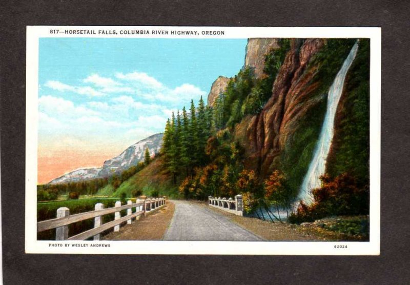 OR Horsetrail Horse Trail Falls Waterfalls Columbia River Hwy Oregon Postcard