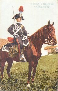 Italian army military horse mounted carabiniere uniform 1913 postcard 