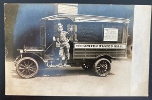 Mint USA Real Picture Postcard United States Mail Truck 70,000 Volunteers