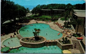 1950s Broadwater Beach Hotel Swimming Pool Biloxi MS Postcard