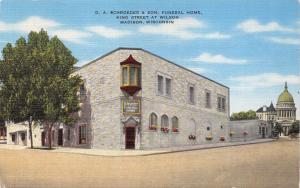 MADISON WISCONSIN~O A SCHRODER FUNERAL-KING ST AT WILSON POSTCARD 1940s