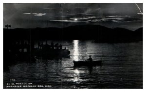 On the Dock at Dawn Acapulco Mexico RPPC Postcard Posted 1947