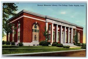 c1940 Stewart Memorial Library Coe College Cedar Rapids Iowa IA Antique Postcard