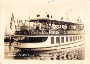 Miami Florida Reef Fishing Boat 1940 5x7 Real Photo Vintage AA31996