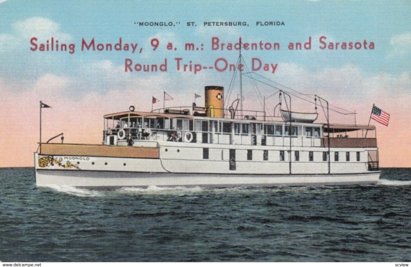 ST. PETERSBURG, Florida, 1930-40s; Excursion Boat Moonglo