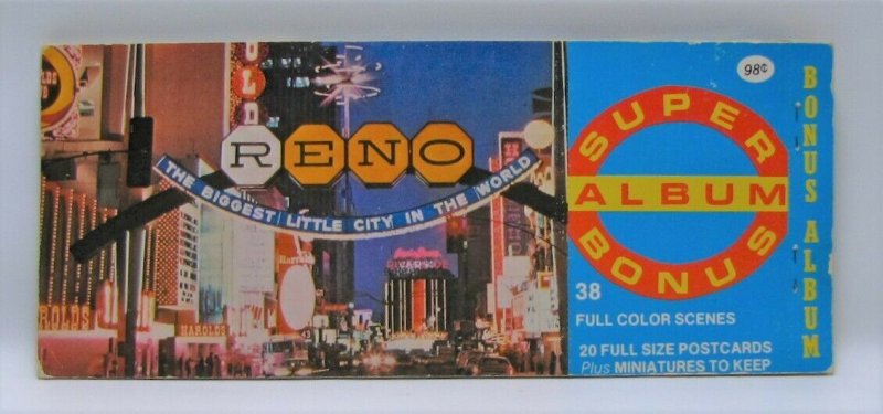 1960's Reno Nevada Vintage Postcard Album 20 Standard View Cards 