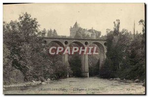 Old Postcard Chateau de Chastellux and the viaduct