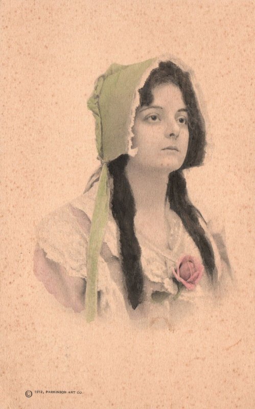 1914 Victorian Woman Beautiful Lady Long Hair Portrait Vintage Postcard