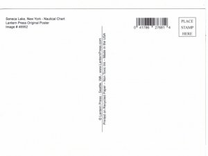 Seneca Lake Nautical Chart, Contour Map, New York, Lantern Press Poster Postcard