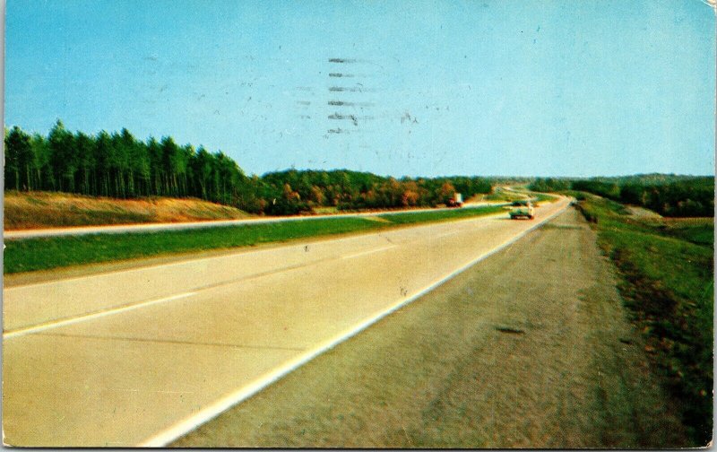 Picturesque Countryside Ohio OH Turnpike Postcard PM Gary IN Cancel WOB Note VTG 