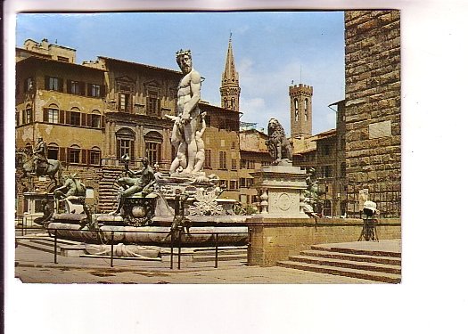 Ammannati's Fountain, Firenze, Italy, Used 1980, Statue of Nude Male