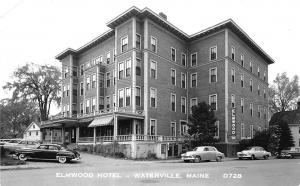 Waterville ME Elmwood Hotel 1950's Cars RPPC Real Photo Postcard