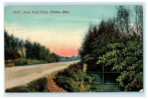 Stone Road Drive Winona Minnesota Circa 1910 Unposted Vintage Antique Postcard 