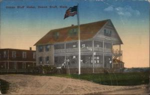 Ocean Bluff MA Hotel Cars American Flag c1910 Postcard