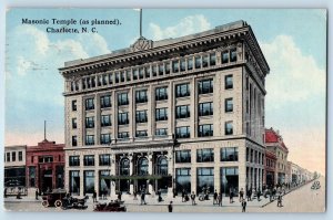 Charlotte North Carolina Postcard Masonic Temple Exterior c1915 Vintage Antique