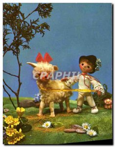 Postcard Modern Child and sheep