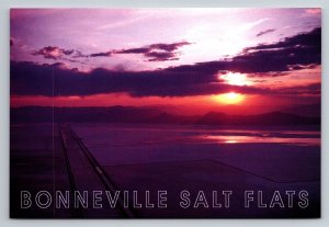 Bonneville Salt Flats Great Salt Lake Utah Vintage Unposted Postcard Sunset