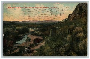 1915 Mountain Drive To San Xavier Mission Postcard Tucson Arizona 