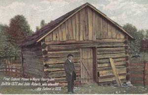 LP41   Log Cabin,  1ST School House in Fort Wayne County, 