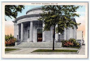 c1940 Post Office Building Exterior View Waukesha Wisconsin WI Vintage Postcard 