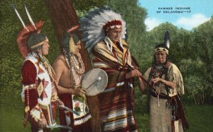 Vintage Postcard Pawnee Indians of Oklahoma Native Clothing Costume Tradition