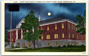 M-63647 Night-Time Scene Of Greenville County Court House Greenville South Ca...