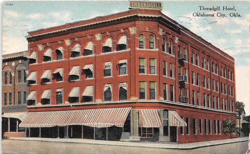 C49/ Oklahoma City Ok Postcard 1912 Threadgill Hotel Building