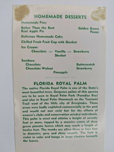 Vtg Royal Palm Restaurant Menu - Ormond Beach, Florida 