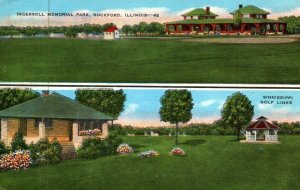 Rockford IL Sinnissippi Golf Links Ingersoll Memorial Park Multiview Postcard 