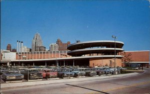 Detroit Michigan MI Cobo Hall Parking Area Classic Cars Vintage Postcard