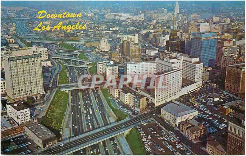 Modern Postcard Aerial view of Downtown Los Angeles and the Harbor Freeway