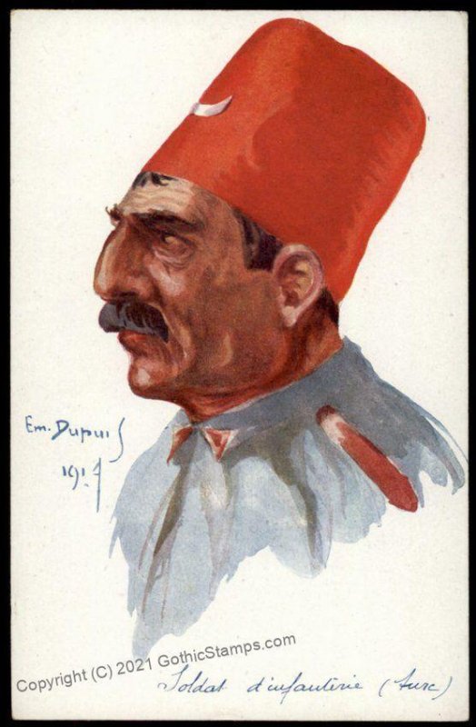 France French Turkish Military Chariacture Dupuis Artist Postcard 1914 WW G64107