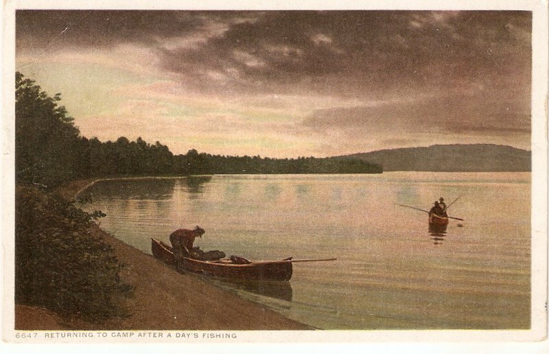 Returning to camp after a days fishing Nice vintage American postcard