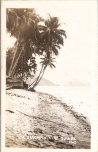 A Beach in New Guinea RPPC Postcard B21
