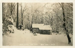 Postcard RPPC C-1910 California Bass Lake Madera Cabins Snow Scene CA24-2740
