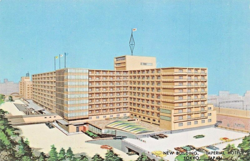 TOKYO JAPAN~IMPERIAL HOTEL-NEW BUILDING-ARCHITECT RENDERING POSTCARD