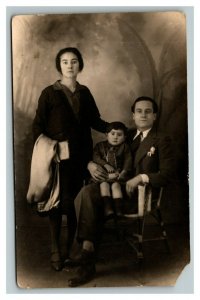 Vintage 1931 RPPC Postcard Studio Portrait of Italian Family Names on Back