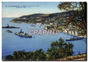 Old Postcard Villefranche Sur Mer City and the Bay Ferries