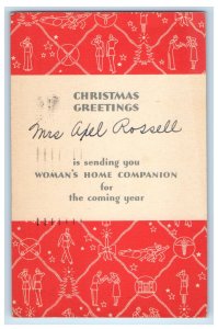1942 Christmas Greetings The Crowell-Collier Springfield OH Cancel Postcard 