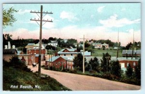 RED BEACH, Calais Maine ME ~ STREET SCENE c1910s Washington County Postcard