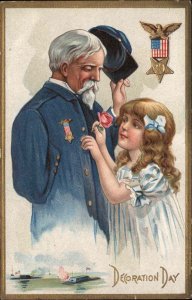 Patriotic Civil War Veteran & Girl Decoration Day Nash Ser. 3 c1910 Postcard