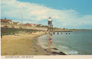 Dovercourt Essex The Beach Nervous Paddler 1970s Postcard