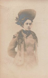 ATLANTIC CITY NJ-WOMAN PERIOD CLOTHING~1904 SOUVENIR REAL PHOTO POSTCARD TO NYC
