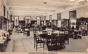 J77/ Nazareth Kentucky Postcard c1910 Interior Columba Reading Room  66