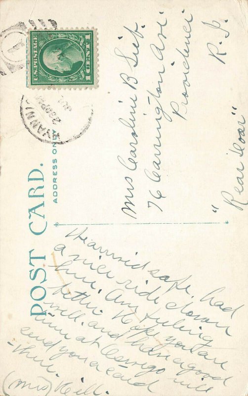 Hyannis MA Main Street storefronts Horse & Wagons Postcard