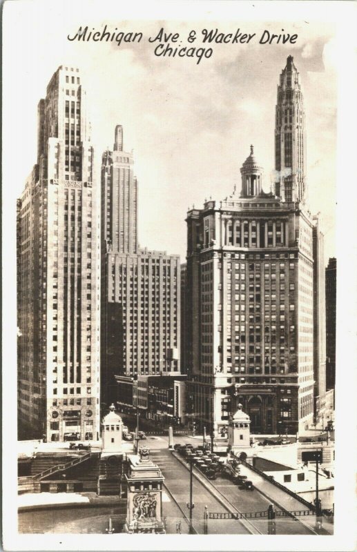 USA Michigan Avenue Wacker Drive Chicago Illinois RPPC 03.57