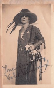 Miss Violet Vanbrugh Edwardian Actress Hand Signed Photo Postcard