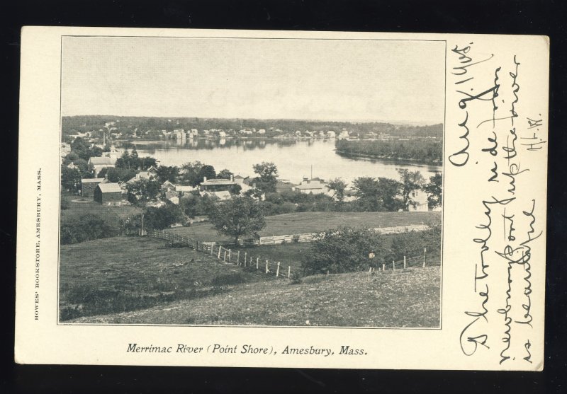 Amesbury, Massachusetts/MA/Mass Postcard, Merrimac River, Point Shore