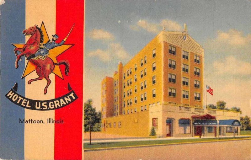 Mattoon Illinois Hotel US Grant Linen Vintage Postcard JJ649309