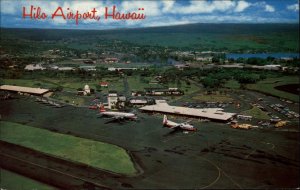 Hilo Mauna Kea Hawaii HI Hilo Airport Bird's Eye View Vintage Postcard